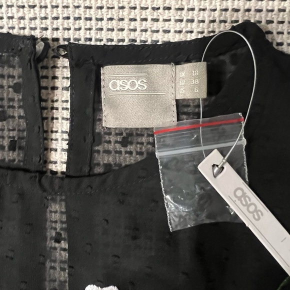 ASOS Floral Dress Black Sheer Embroidered 6 Tall - Picture 2 of 11